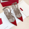 2025 Luxury Punk Rivet Pointed Toe Stiletto Gladiator Sandals 7