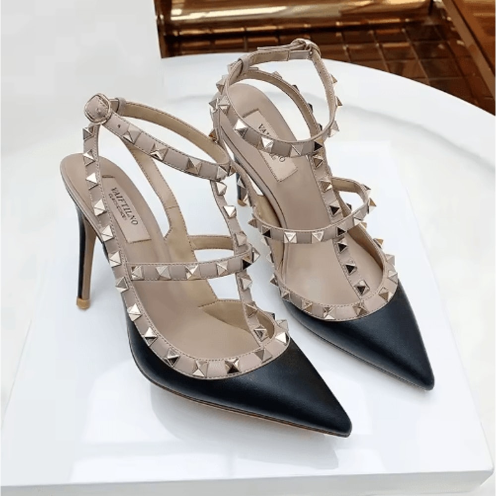 2025 Luxury Punk Rivet Pointed Toe Stiletto Gladiator Sandals 0