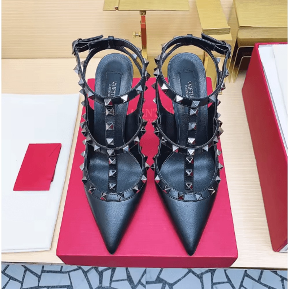 2025 Luxury Punk Rivet Pointed Toe Stiletto Gladiator Sandals 24