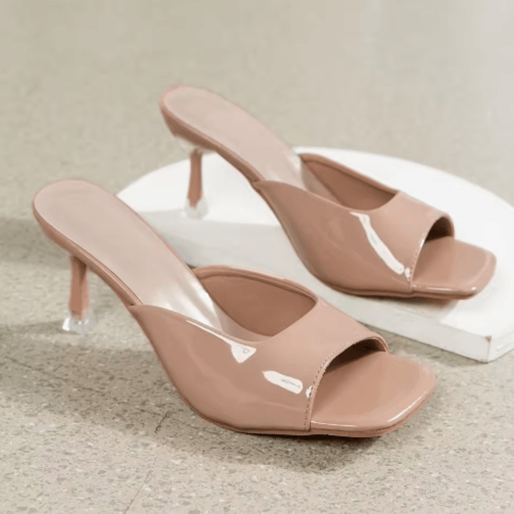 2025 Square Toe Open Toe Black High Heel Sandals For Women 1