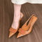 Designer Pointed Toe Slingback Heels With Square Buckle Elegant Office Pumps 1