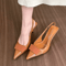 Designer Pointed Toe Slingback Heels With Square Buckle Elegant Office Pumps 1