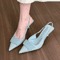 Designer Pointed Toe Slingback Heels With Square Buckle Elegant Office Pumps 0