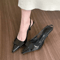 Designer Pointed Toe Slingback Heels With Square Buckle Elegant Office Pumps 3