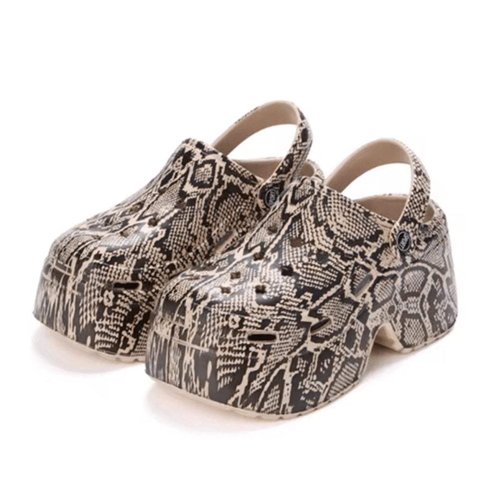 Leopard Chunky Platform Clogs Closed Toe Thick Bottom Wedge Sandals 2