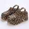 Leopard Chunky Platform Clogs Closed Toe Thick Bottom Wedge Sandals 3