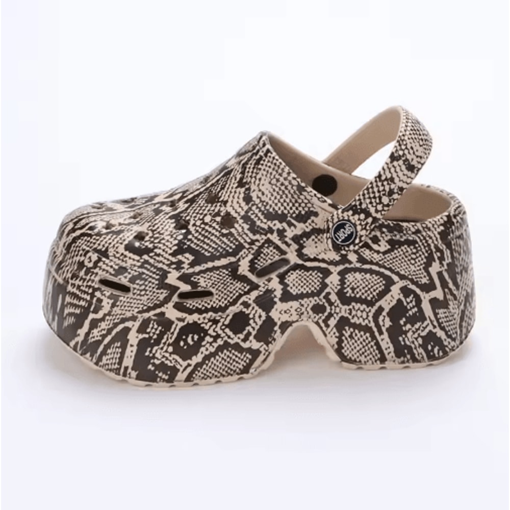 Leopard Chunky Platform Clogs Closed Toe Thick Bottom Wedge Sandals 6