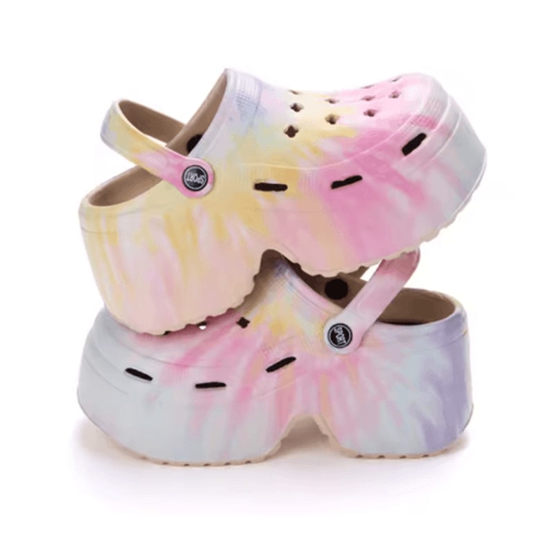 Leopard Chunky Platform Clogs Closed Toe Thick Bottom Wedge Sandals 8