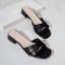 2025 Open Toe Square Heel Leather Slide Slippers Candy Color Summer Sandals 1