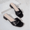 2025 Open Toe Square Heel Leather Slide Slippers Candy Color Summer Sandals 3