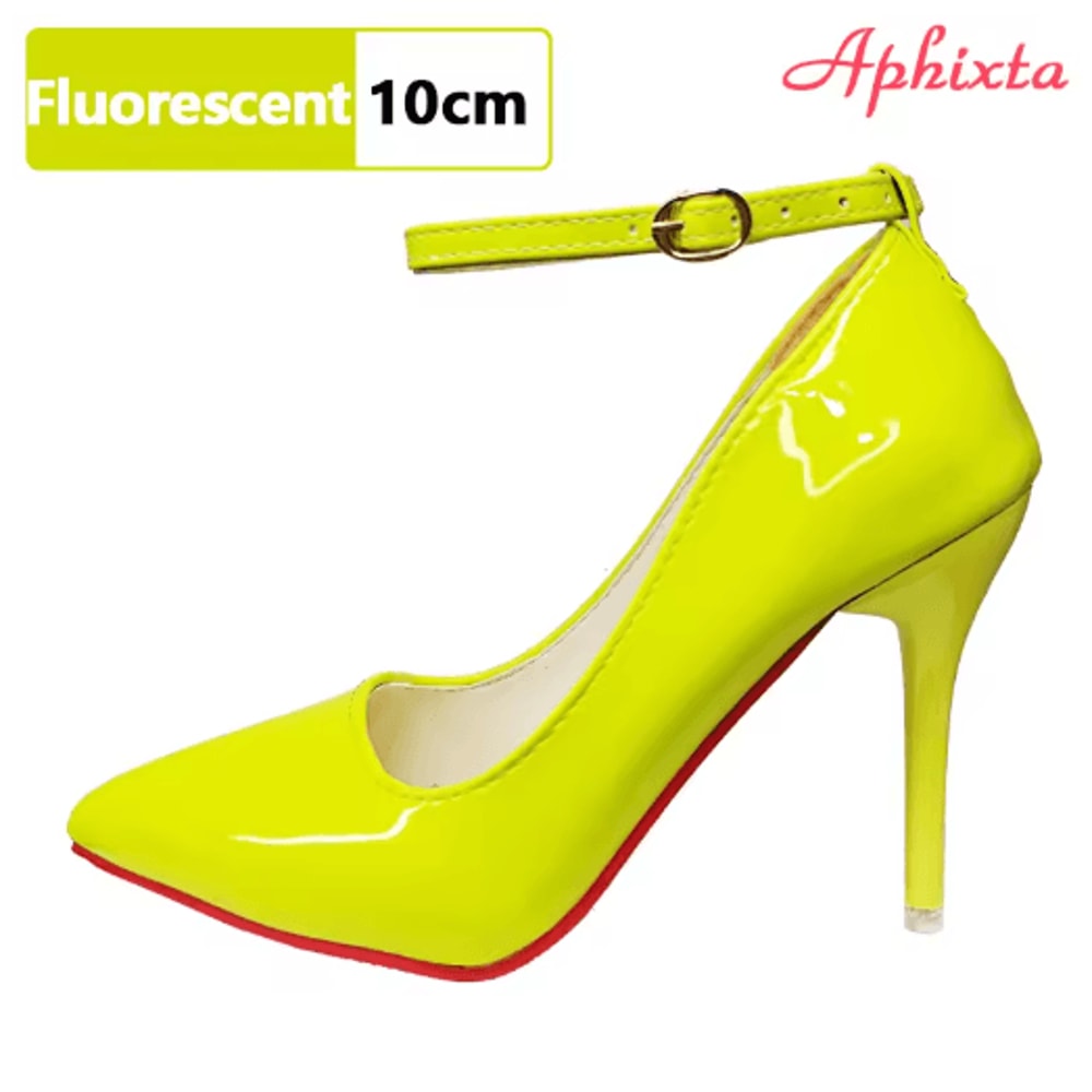 Aphixta Plus Size Pointed Toe Metal Buckle Stiletto Pumps 10CM To 12CM Party Heels 48 To 50 3