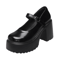 Black Goth Chunky Platform Mary Jane Heels With Ankle Buckle Plus Size 42 4