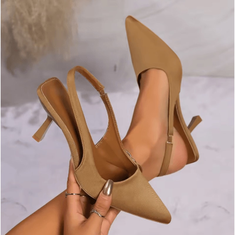 2024 Closed Toe Hollow Pointed Mid Heel Sandals For Women 2