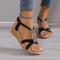 Round Toe Wedge Heel Sandals With Metal Accent Comfortable Casual Flats For Women 4