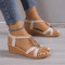 Round Toe Wedge Heel Sandals With Metal Accent Comfortable Casual Flats For Women 5