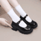 Vintage PU Leather Lolita Platform Mary Janes Japanese Style Chunky Heel Pumps Up To Size 42 4