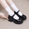 Vintage PU Leather Lolita Platform Mary Janes Japanese Style Chunky Heel Pumps Up To Size 42 4
