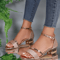 2024 Gold Square Toe Ankle Strap Low Heel Sandals For Women 2