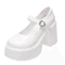 White PU Leather Chunky Platform Mary Jane Heels With Ankle Buckle 5