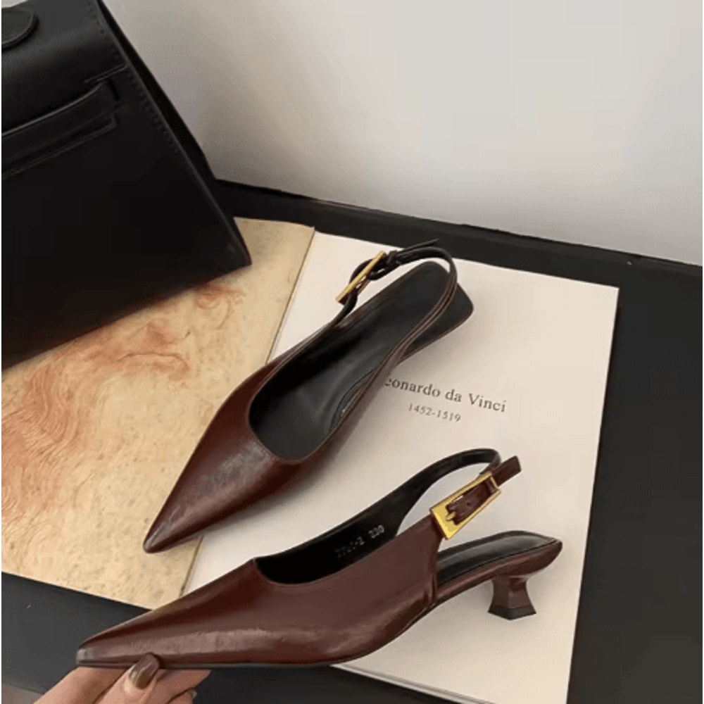 Summer Pointed Toe Slingback Mules Elegant Low Heel Party Sandals 1