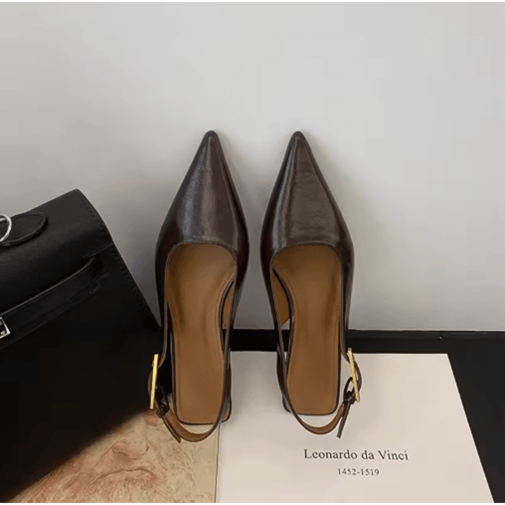 Summer Pointed Toe Slingback Mules Elegant Low Heel Party Sandals 3