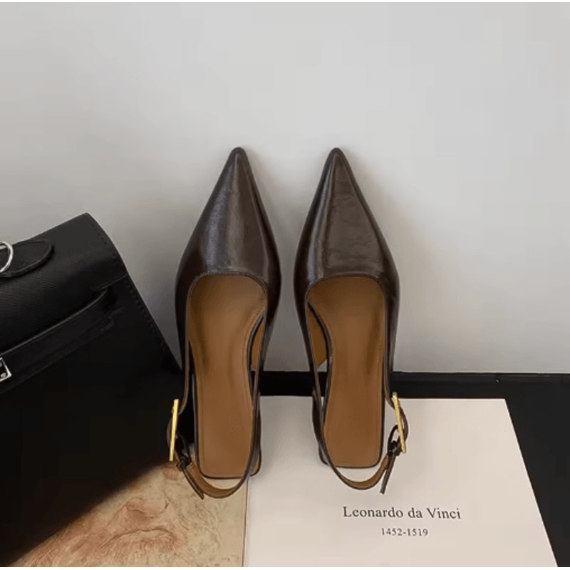 Summer Pointed Toe Slingback Mules Elegant Low Heel Party Sandals 3