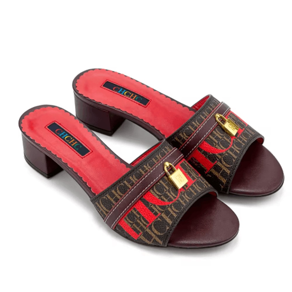 CH Monogram Metal Lock Low Heel Slippers Elegant Designer Style Mules 2