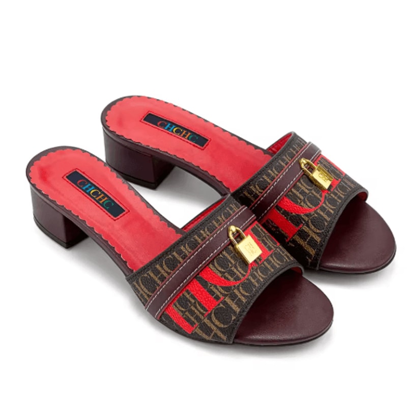 CH Monogram Metal Lock Low Heel Slippers Elegant Designer Style Mules 2