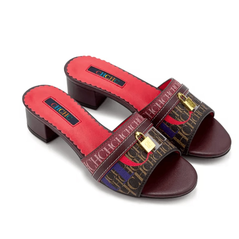 CH Monogram Metal Lock Low Heel Slippers Elegant Designer Style Mules 3