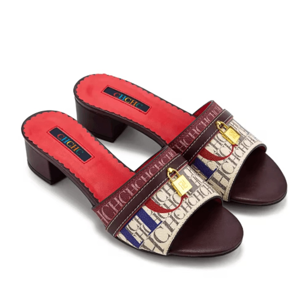 CH Monogram Metal Lock Low Heel Slippers Elegant Designer Style Mules 4