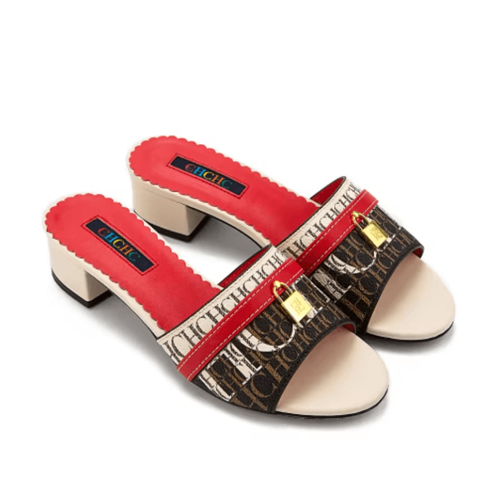 CH Monogram Metal Lock Low Heel Slippers Elegant Designer Style Mules 5