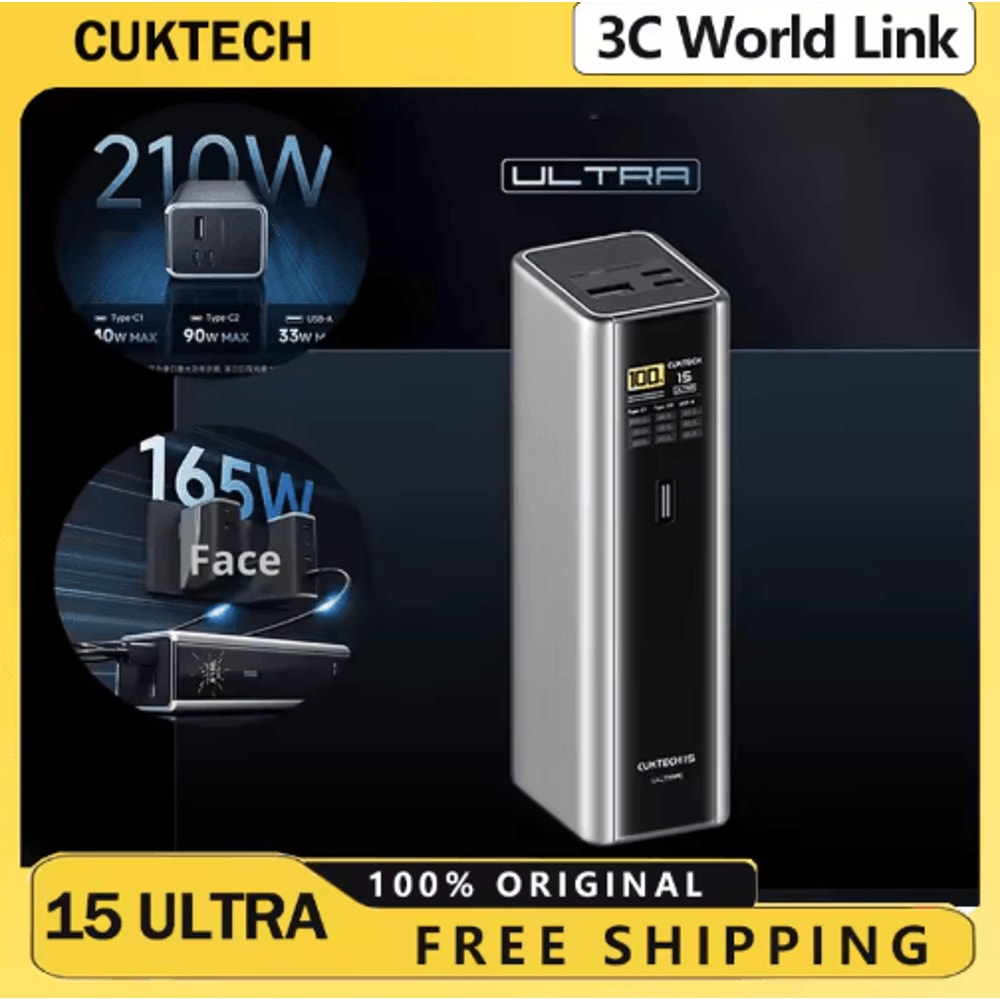 Cuktech 15 Ultra 20000mAh 210W High Power Digital Display Power Bank 0