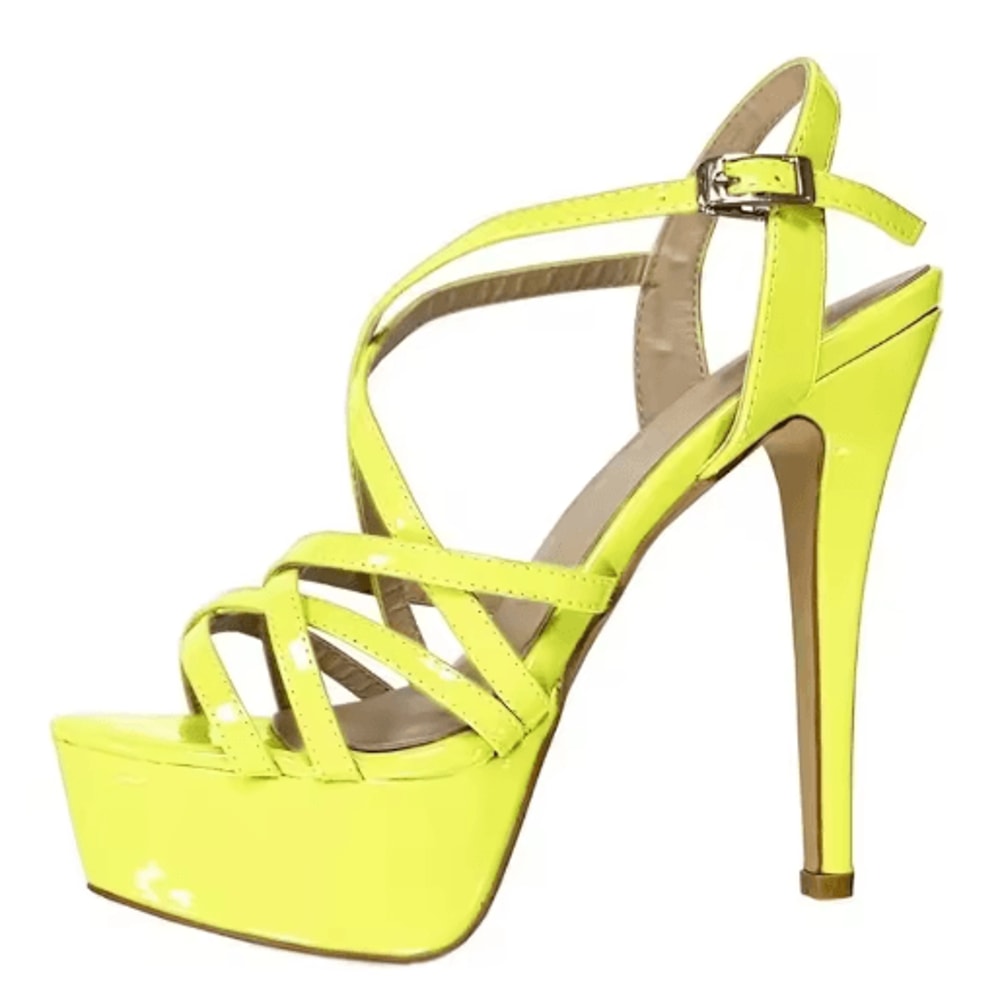 Loslandifen 14 Cm Platform High Heels Sandals Sexy Plus Size Sandals With Ankle Strap Heels For Wo 3