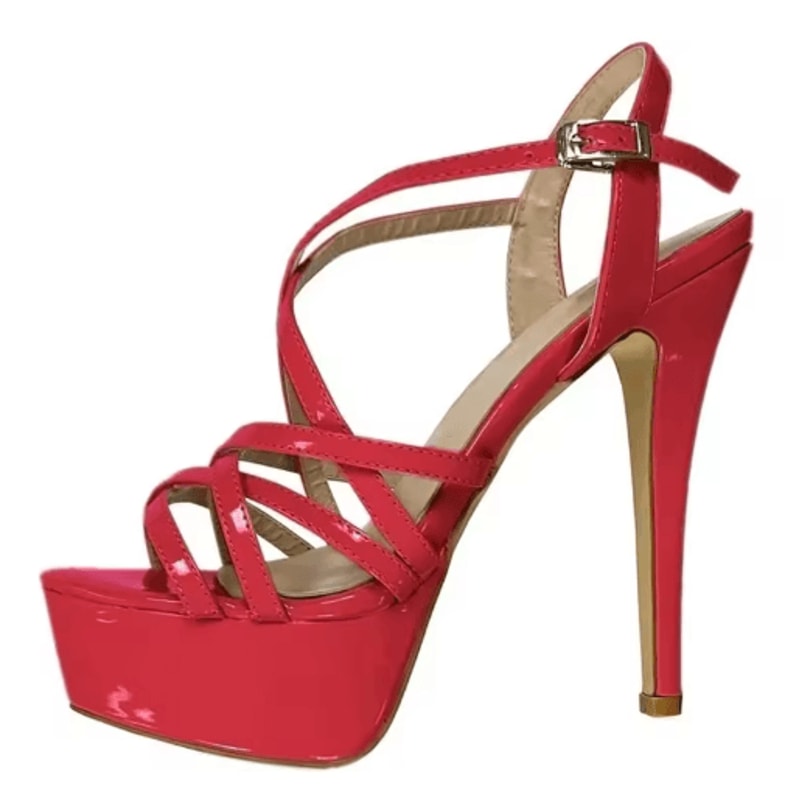 Loslandifen 14 Cm Platform High Heels Sandals Sexy Plus Size Sandals With Ankle Strap Heels For Wo 5