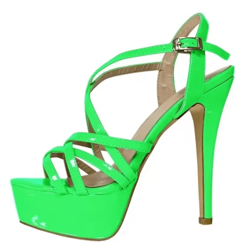 Loslandifen 14 Cm Platform High Heels Sandals Sexy Plus Size Sandals With Ankle Strap Heels For Wo 10