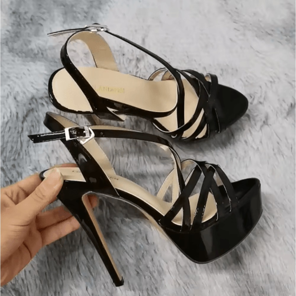 Loslandifen 14 Cm Platform High Heels Sandals Sexy Plus Size Sandals With Ankle Strap Heels For Wo 15