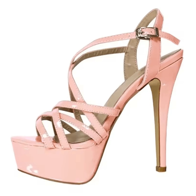 Loslandifen 14 Cm Platform High Heels Sandals Sexy Plus Size Sandals With Ankle Strap Heels For Wo 8