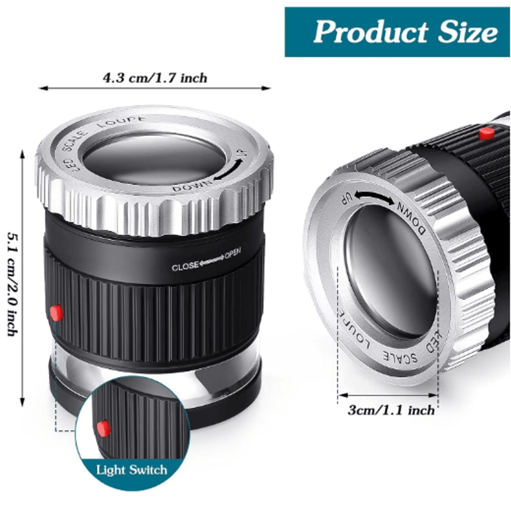 30X Adjustable Focal Length Loupe Magnifier Foldable Jewelry And Coin Inspection Glass 6