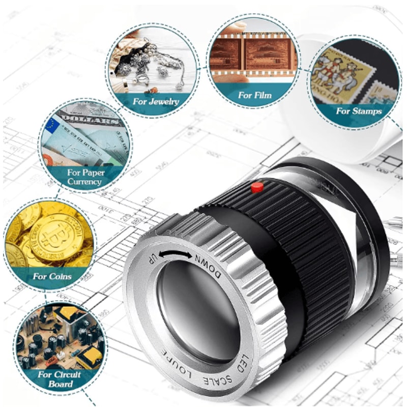 30X Adjustable Focal Length Loupe Magnifier Foldable Jewelry And Coin Inspection Glass 0