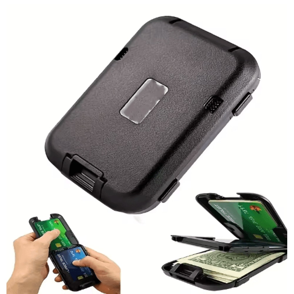 Slim RFID Blocking Metal Wallet For Men Crush Resistant Minimalist Front Pocket Wallet With Money C 4