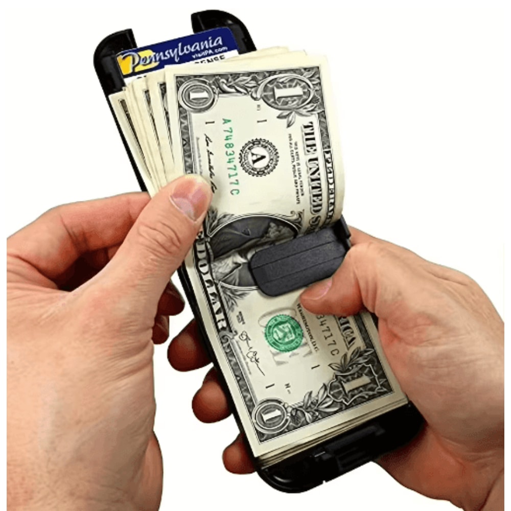 Slim RFID Blocking Metal Wallet For Men Crush Resistant Minimalist Front Pocket Wallet With Money C 8