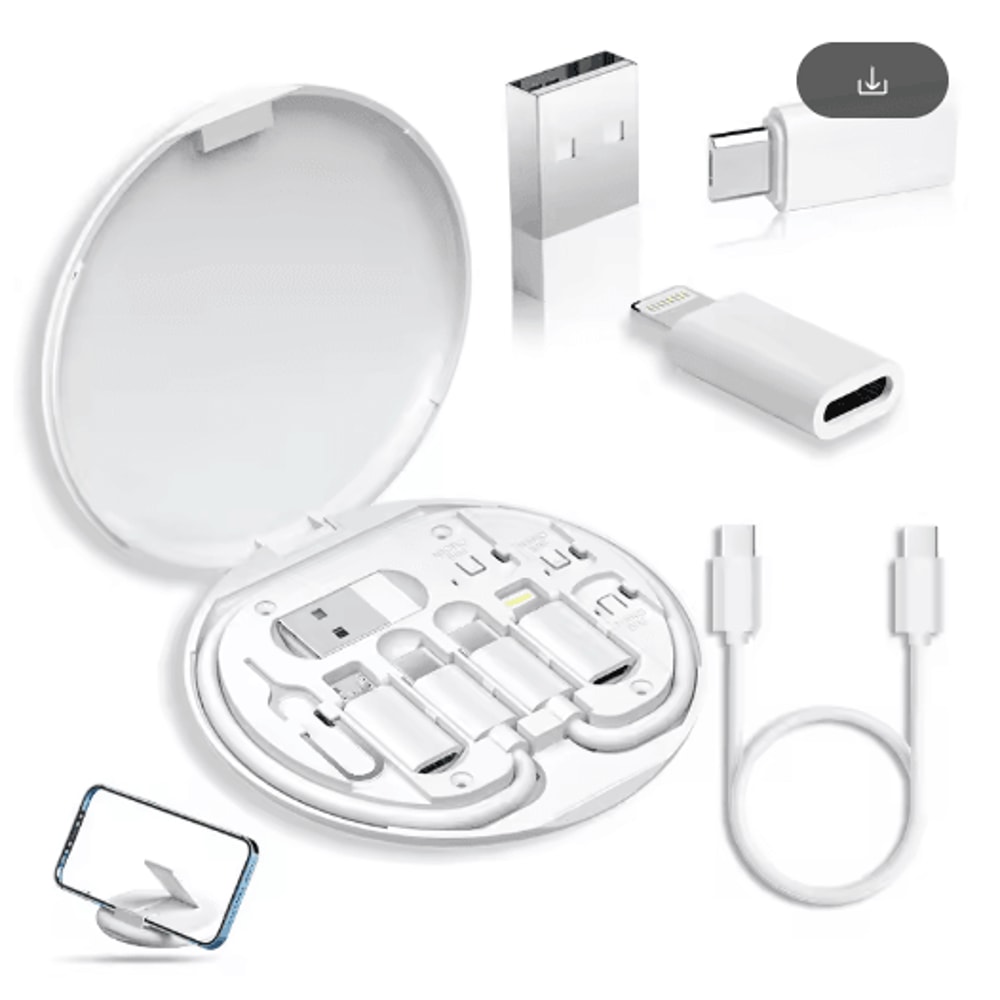 Portable 60W Fast Charging Multi Cable Set With Organizer Box And Phone Stand 2