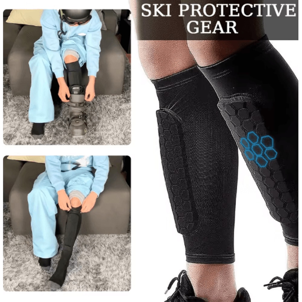EVA Padded Ski Shin Guard Sleeves Impact Absorbing Calf Boot Bite Protector Pair 0