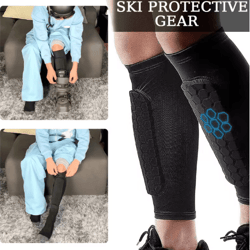 eva padded ski shin guard sleeves impact absorbing calf & boot bite protector pair