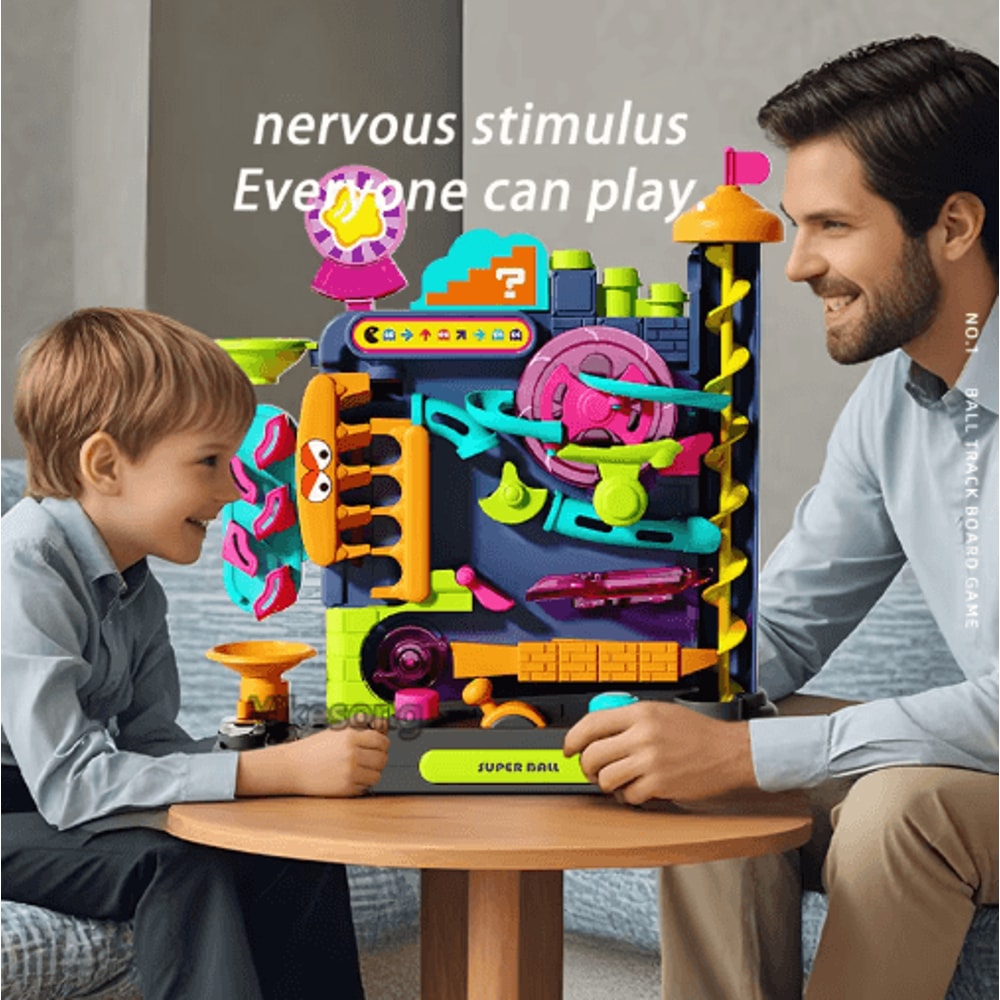 Montessori Multi Layer Wooden Ball Track Adventure Interactive Brain Game For Kids 3