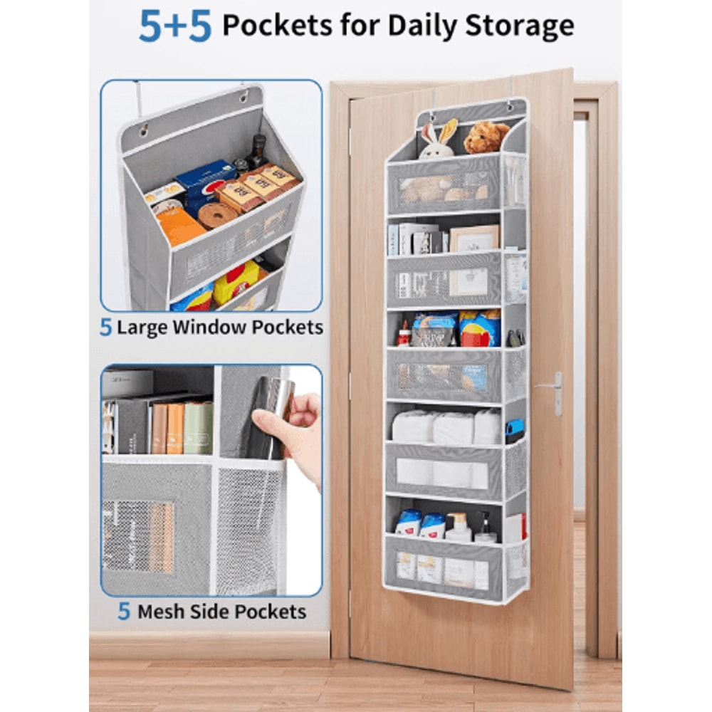 5 Shelf Over The Door Organizer Large Capacity Hanging Door Storage Organizer For Bedroom And Bathr 7