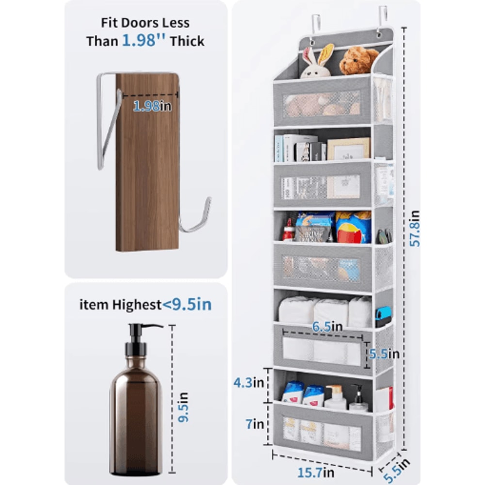 5 Shelf Over The Door Organizer Large Capacity Hanging Door Storage Organizer For Bedroom And Bathr 8