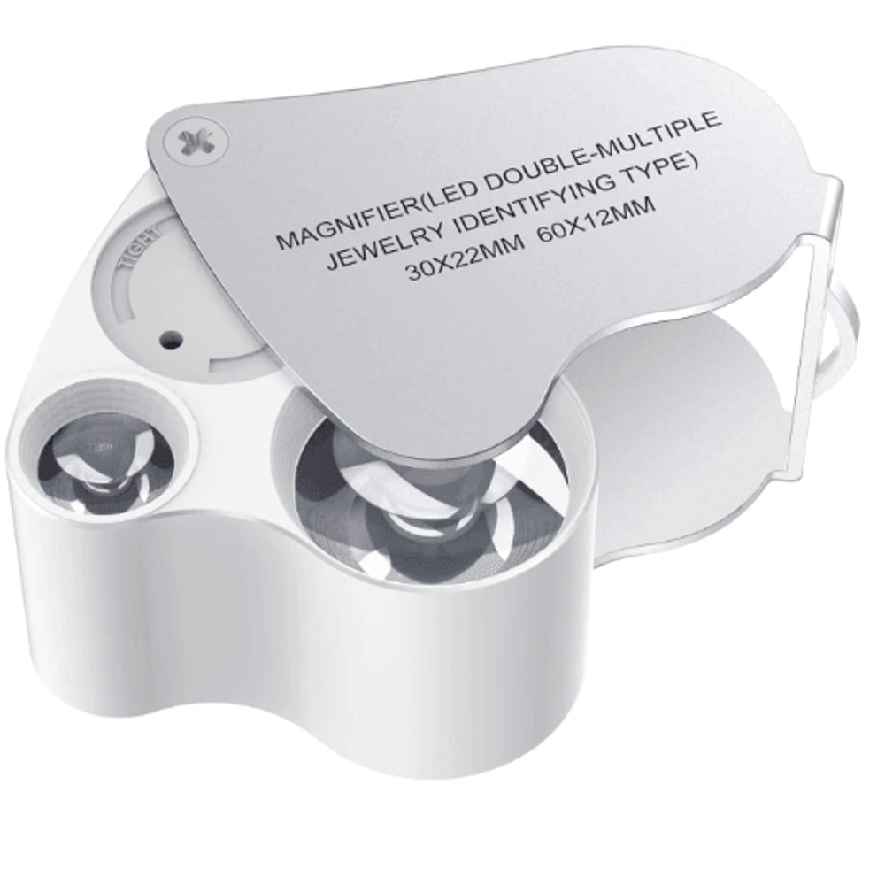 30X 60X LED Lighted Jewelry Magnifier Portable Dual Magnification Pocket Loupe 5