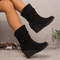 Women Wedge Platform Winter Boots Elegant Round Toe High Heel Casual Fashion Boots 5