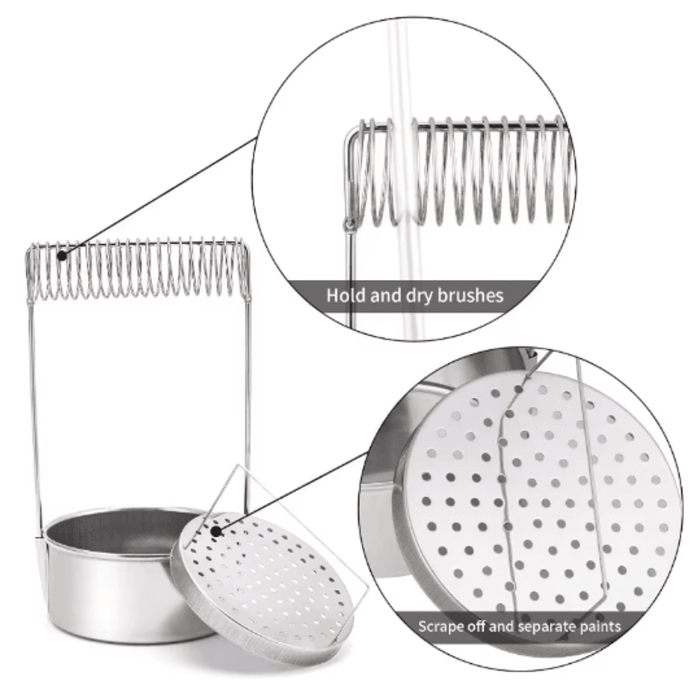 Portable Stainless Steel Paint Brush Cleaner Artist Brush Washer With Removable Screen Holder 4
